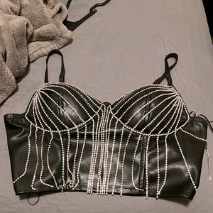 rhinestone fringe crop size medium